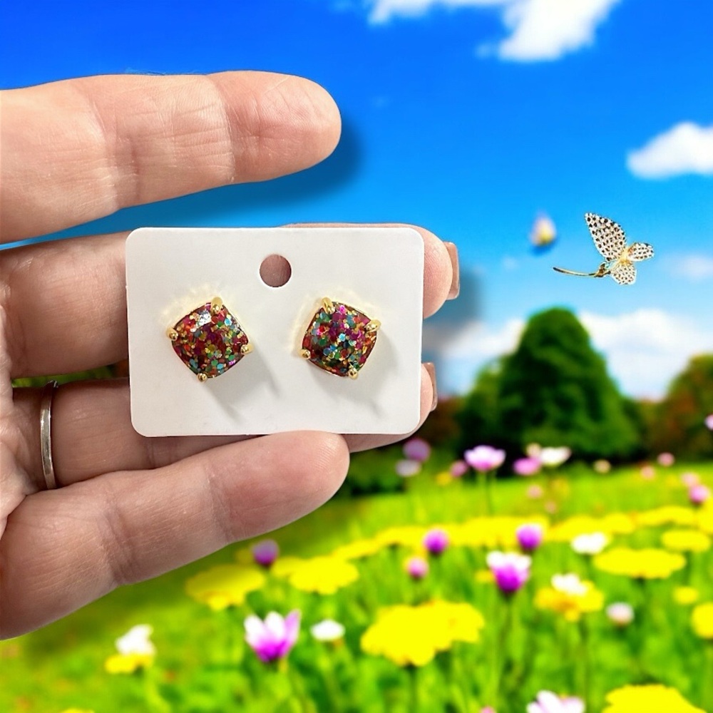 Colorful Square Stud Earrings Kate Spade outlet